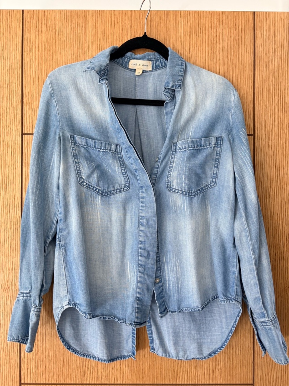 cloth & stone faded light blue denim shirt